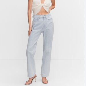 Mango Matilda Light Blue Striped Straight Leg Jeans